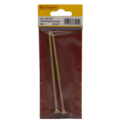 Multi Purpose Pozi Countersunk Screws, 6 x 120mm, Zinc Yellow Passivated - Min Order 6
