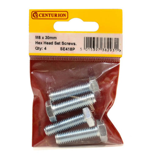 M8 x 30mm Hex Head Set Screws (Pack of 4) - Pack of 5