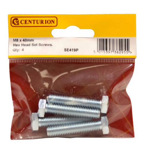 M8 x 40mm Hex Head Set Screws (Pack of 4) - Pack of 5