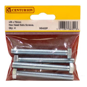 M8 x 70mm Hex Head Set Screws (Pack of 4) - Pack of 5