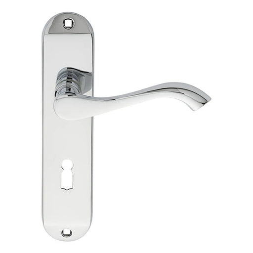 Andros Lever On Backplate - Lock 57Mm C/C - Polished Chrome 180MM X 40MM