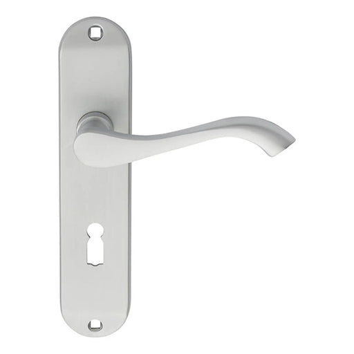 Andros Lever On Backplate - Lock 57Mm C/C - Satin Chrome 180MM X 40MM