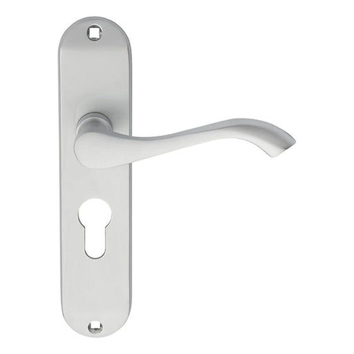 Andros Lever On Backplate - Lock Euro Profile 47.5Mm C/C - Satin Chrome 180MM X 40MM
