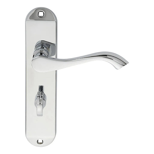 Andros Lever On Backplate - Bathroom 57Mm C/C - Polished Chrome 180MM X 40MM