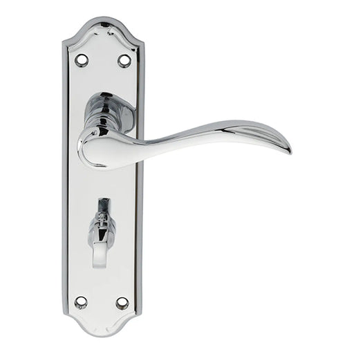 Madrid Lever On Backplate - Bathroom 57Mm C/C - Polished Chrome 180MM X 45MM