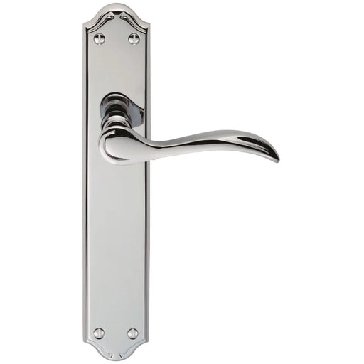 Madrid Lever On Backplate - Latch - Polished Chrome 242MM X 45MM