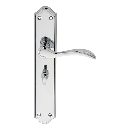Madrid Lever On Backplate - Bathroom 57Mm C/C - Polished Chrome 242MM X 45MM
