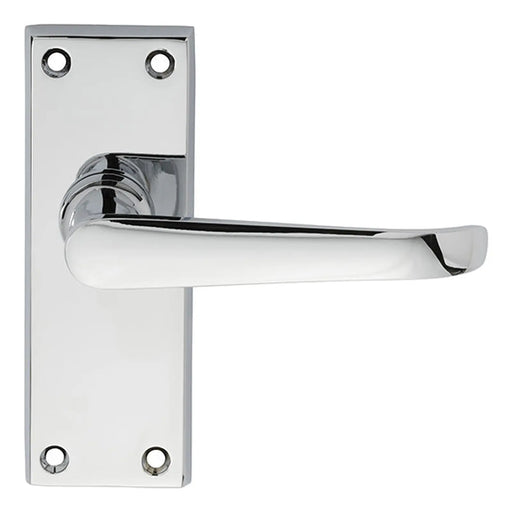 Ascot Heavy Victorian Lever On Backplate - Latch - Polished Chrome 118MM X 43MM