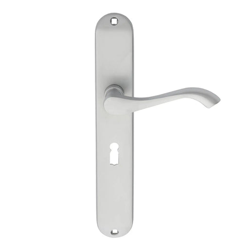 Andros Lever On Backplate - Lock 57Mm C/C - Satin Chrome 242MM X 40MM