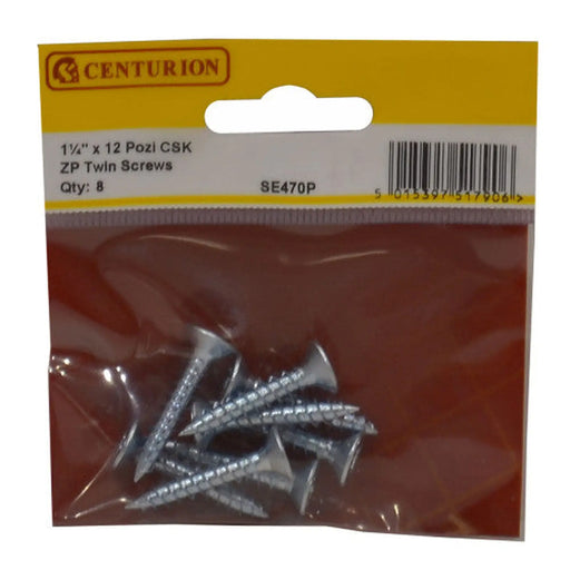 1 1/4" x 12 Pozi CSK ZP Twin Screws - 8 pack - Pack of 5