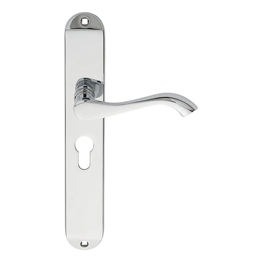 Andros Lever On Backplate - Lock Euro Profile 47.5Mm C/C - Polished Chrome 242MM X 40MM