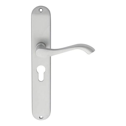 Andros Lever On Backplate - Lock Euro Profile 47.5Mm C/C - Satin Chrome 242MM X 40MM