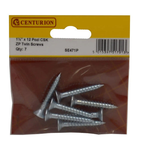 1 1/2" x 12 Pozi CSK ZP Twin Screws 7 pack - Pack of 5