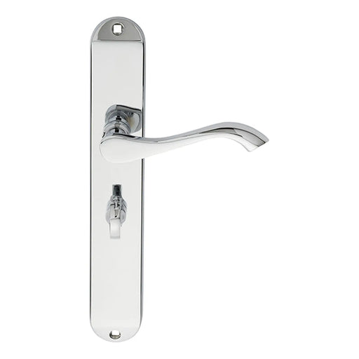 Andros Lever On Backplate - Bathroom 57Mm C/C - Polished Chrome 242MM X 40MM