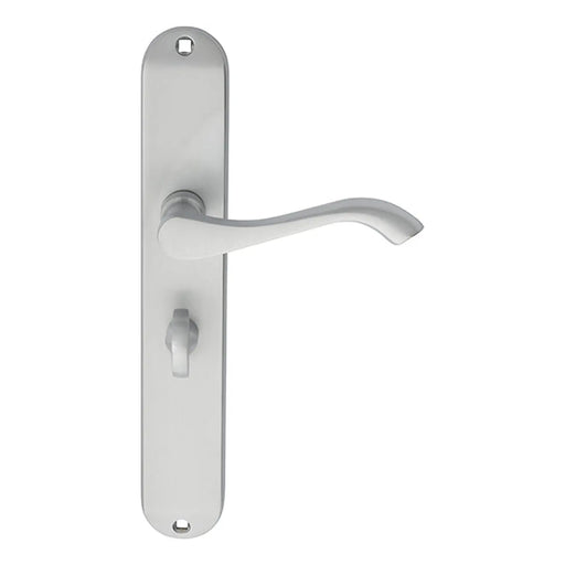 Andros Lever On Backplate - Bathroom 57Mm C/C - Satin Chrome 242MM X 40MM