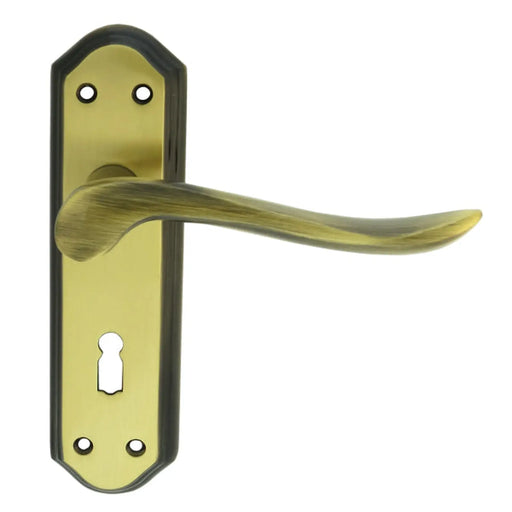 Lytham Lever On Backplate - Lock 57Mm C/C - Florentine Bronze 180MM X 48MM