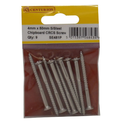 4mm x 50mm Stainless Steel Chipboard Screws CRCS Head Countersunk - Pack of 5