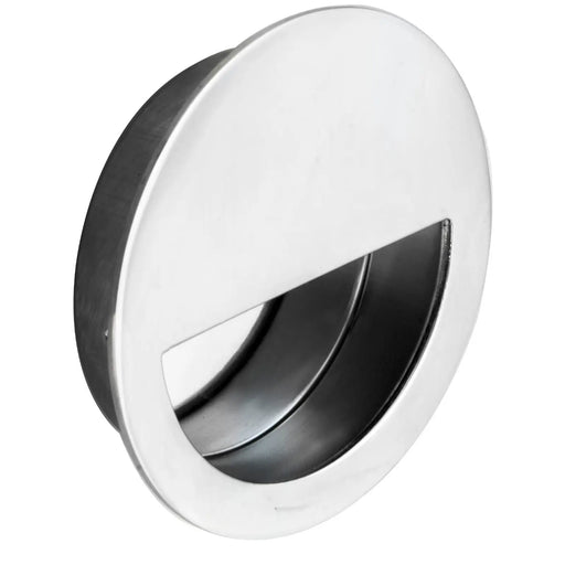 90Mm Dia. - Flush Pull - Circular - Bright Stainless Steel