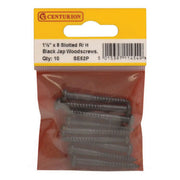 1 1/2" x 8 Pozi Black Round Head Woodscrews (Pack of 10) - Pack of 5