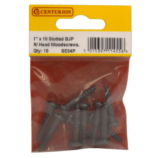 1" x 10 Pozi Black Round Head Woodscrews (Pack of 10) - Pack of 5