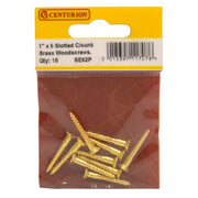 1" x 6 Slotted Brass Woodscrew - Countersunk Head - (Pack of 10) - Pack of 5