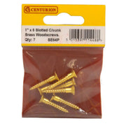 1" x 8 Slotted Brass Woodscrew - Countersunk Head - (Pack of 7) - Pack of 5