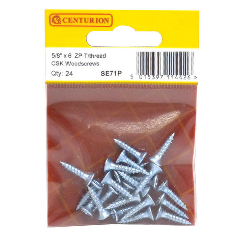 5/8" x 6 ZP Cross Recessed Hardened Twin Thread Woodscrews with - Pack of 5
