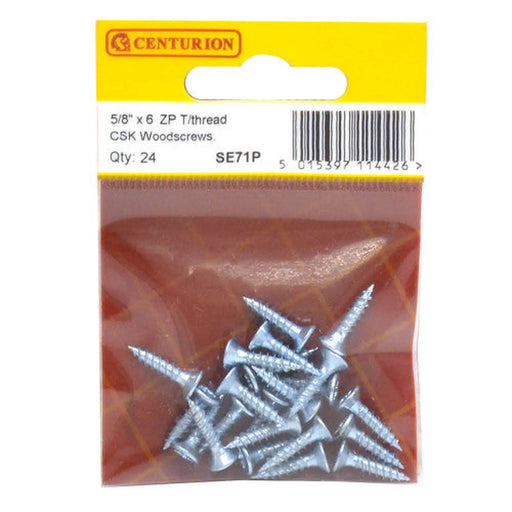 5/8" x 6 ZP Cross Recessed Hardened Twin Thread Woodscrews with - Pack of 5