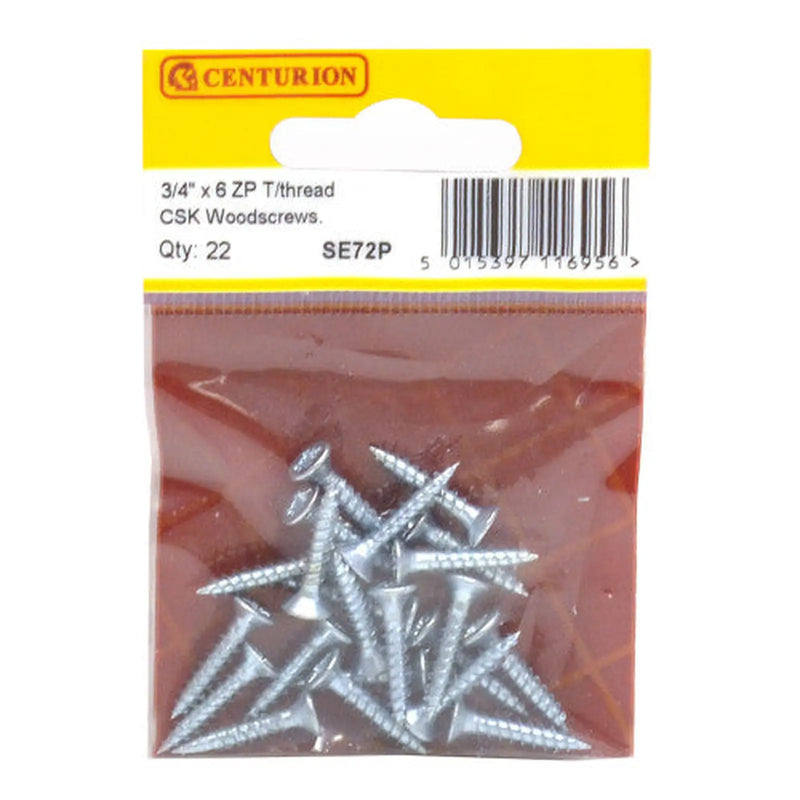 3/4" x 6 ZP Cross Recessed Hardened Twin Thread Woodscrews with - Pack of 5