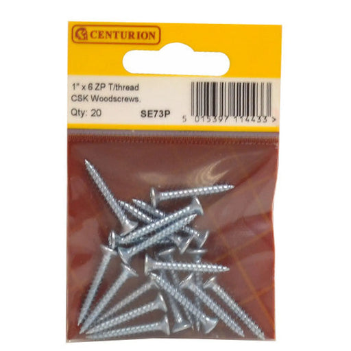1" x 6 ZP Cross Recessed Hardened Twin Thread Woodscrews with - Pack of 5