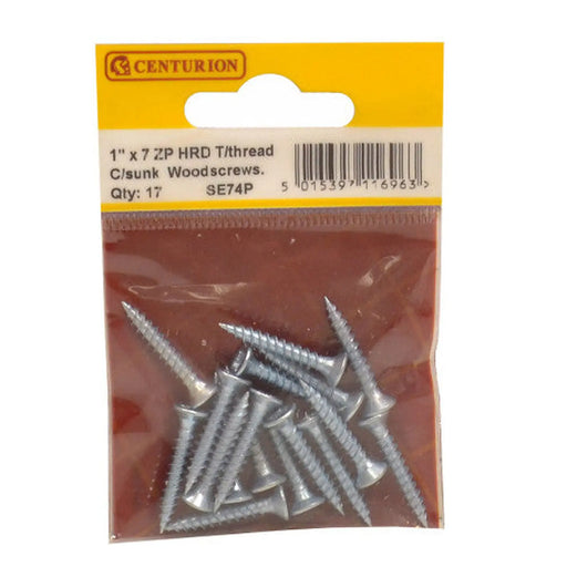 1" x 7 ZP Cross Recessed Hardened Twin Thread Woodscrews with - Pack of 5