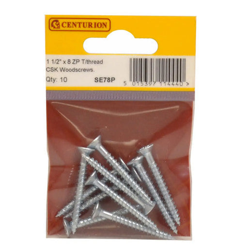 1 1/2" x 8 ZP Cross Recessed Hardened Twin Thread Woodscrews with - Pack of 5