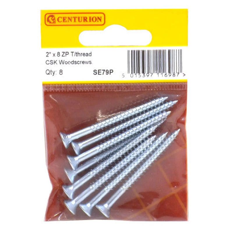 2" x 8 ZP Cross Recessed Hardened Twin Thread Woodscrews with - Pack of 5