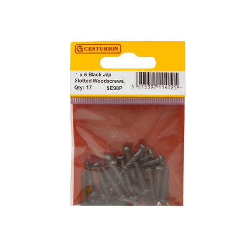 1" x 6 Pozi Black Round Head Woodscrews (Pack of 17) - Pack of 5