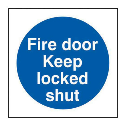'Fire Door Keep Locked' Fire Door Disc, PVC, 75mm - Min Order 2