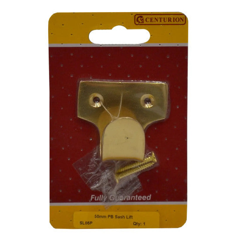 Solid Brass Sash Lifts, Polished Brass, 50mm - Pack of 5