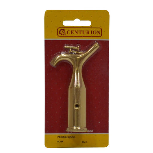 Solid Brass Sash Pole Hook, Polished Brass, 125mm - Pack of 5