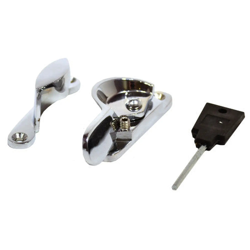 Solid Brass Locking Sash Fastener, Chrome Plated, 60mm - Pack of 10