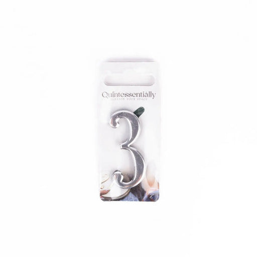 2" Silver Effect Numeral 3 - Pack of 5