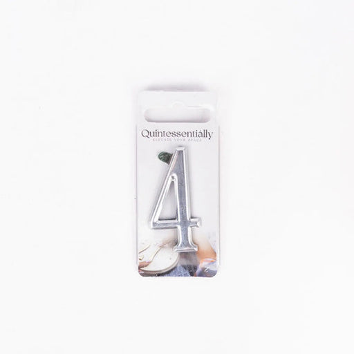 2" Silver Effect Numeral 4 - Pack of 5