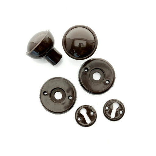 Plastic Rim Mortice Knob Set, Brown, 45mm Dia. - Pack of 5