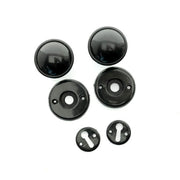 Plastic Rim Mortice Knob Set, Black, 45mm Dia. - Pack of 5
