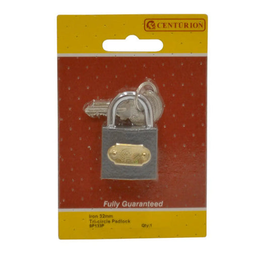 Iron 'Tri-Circle' Padlocks, 32mm - Pack of 5