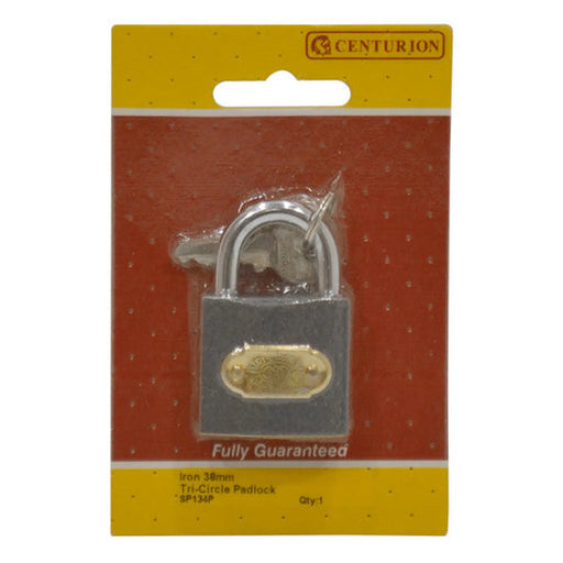Iron 'Tri-Circle' Padlocks, 38mm - Pack of 5