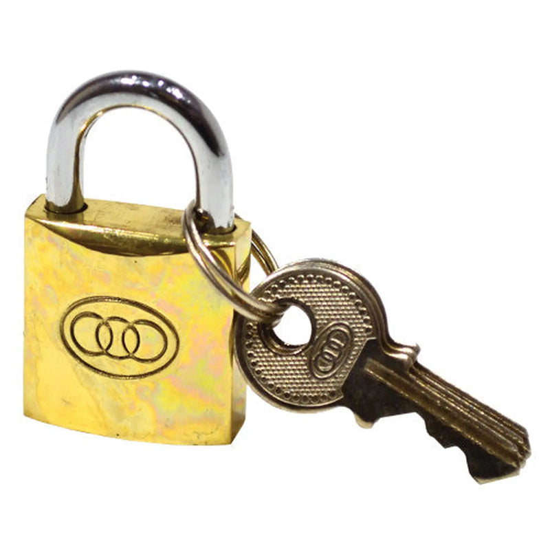 Brass  'Tri-Circle' Padlocks, 25mm - Pack of 6