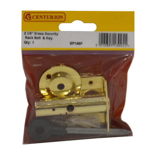 Security Rack Bolts with Key, Door Bolt, Brass, 60mm - Pack of 5