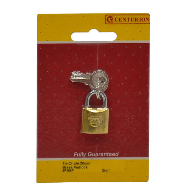 Brass  'Tri-Circle' Padlocks, 20mm - Pack of 5