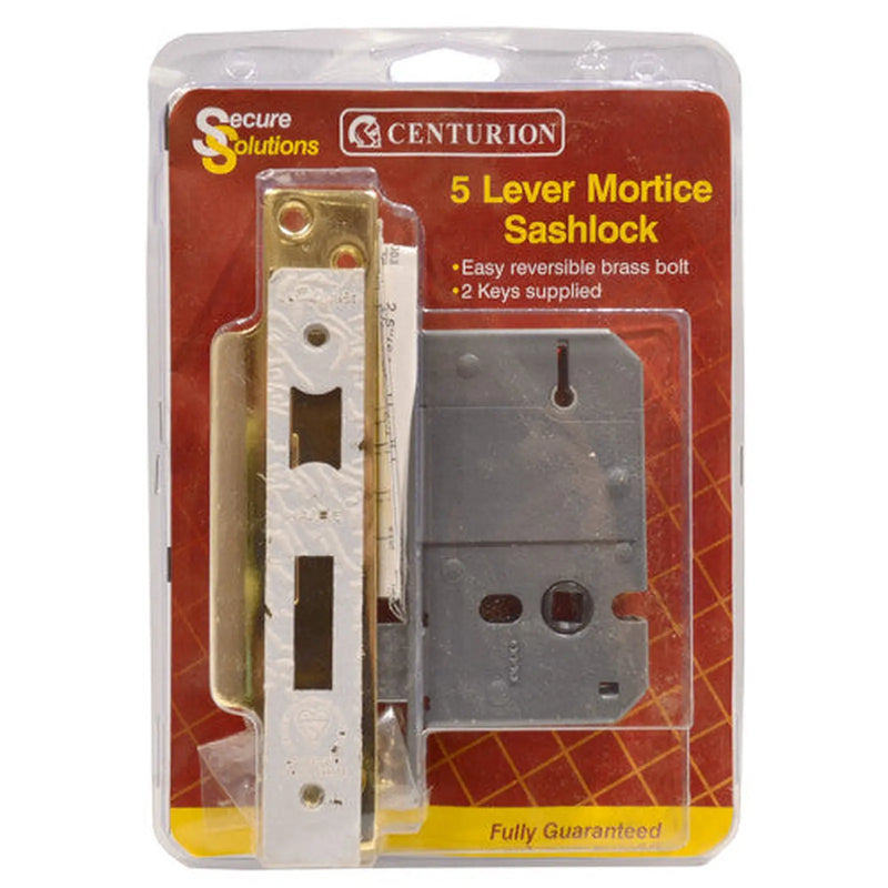5 Lever Mortice Sashlocks, Polished Brass, 63mm - Pack of 3