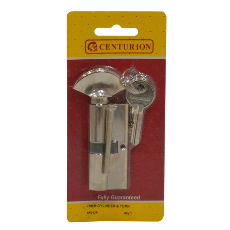 Euro Profile Cylinder and Turn, Nickel Plated, 70mm - Pack of 3