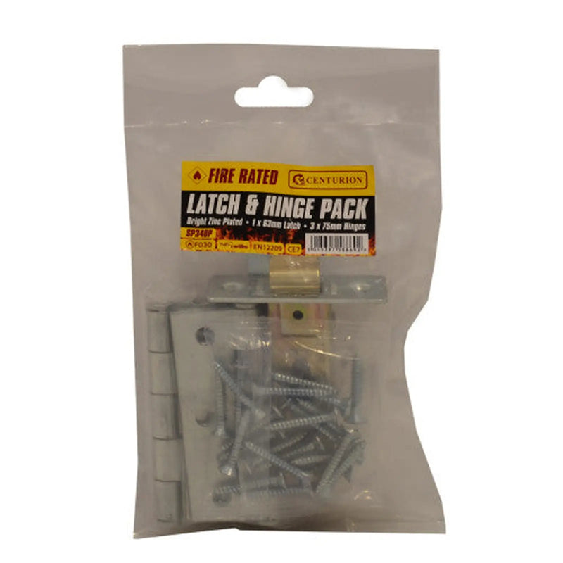Latch & Hinge Packs - BZP - CE Fire Rated - 4PK - Pack of 5